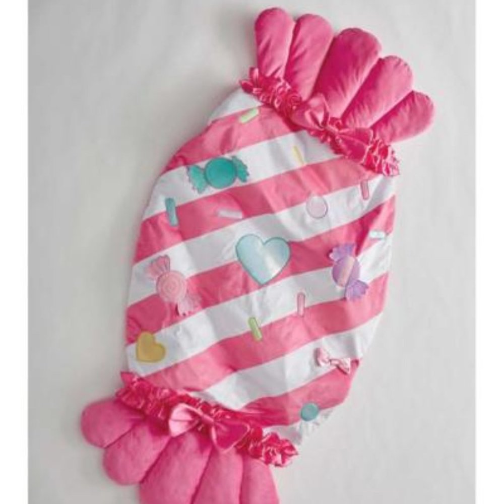 New Chasing Fireflies Pink and White Candy Sleeping Bag with carrying bag.